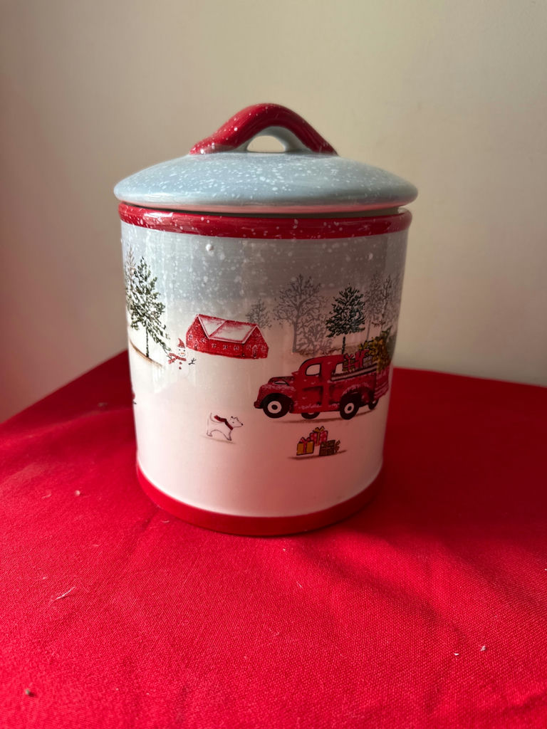 Festive Christmas Winter Cookie Jar with Lid - image 1 of 6