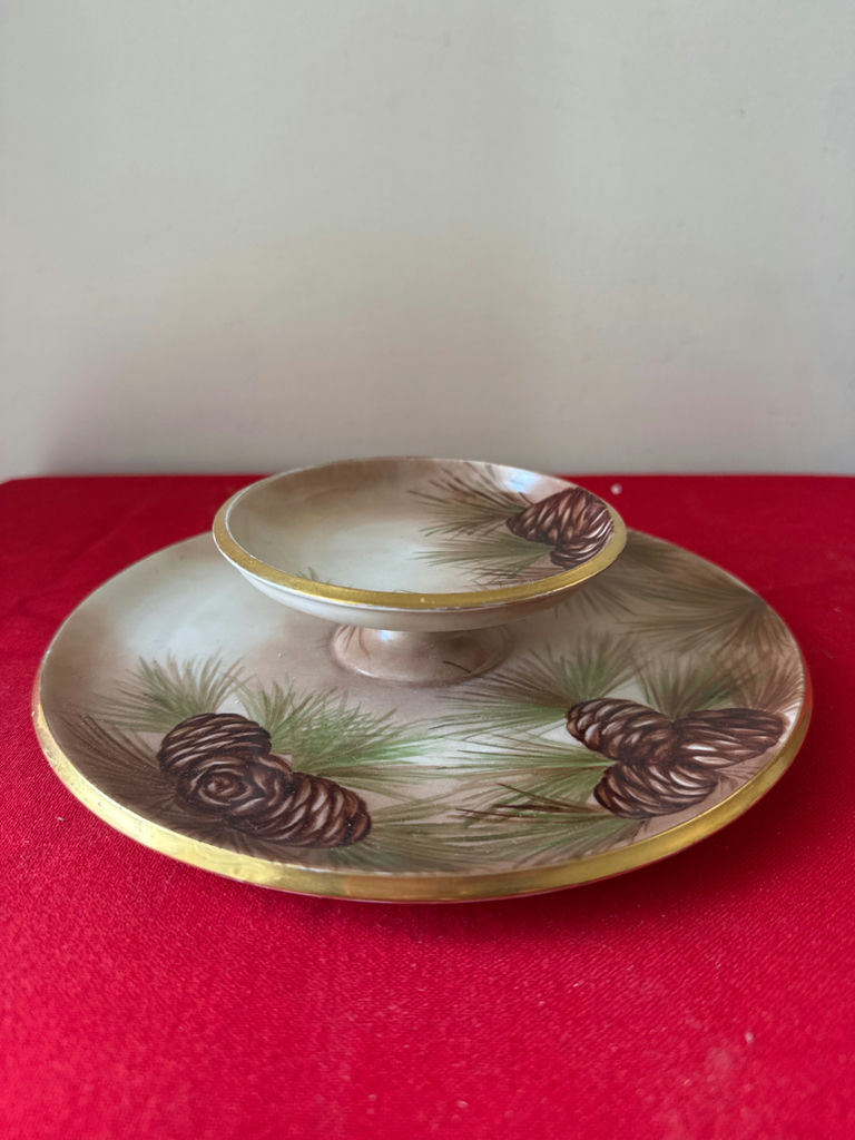 P.T. Bavaria -Two-Tier Pinecone Pattern chip n dip Stand - image 2 of 4