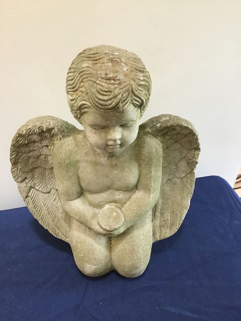 Stone kneeling angel statue - image 1 of 1