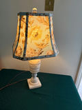 Marble-style table lamp with blue floral shade - thumbnail 6 of 7