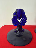 Pair of cobalt blue glass candlesticks - thumbnail 2 of 2