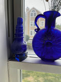 Cobalt blue glass vases and plate with hanging dreamcatchers - thumbnail 4 of 4