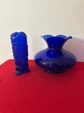  cobalt blue glass vase and hat pin holder - thumbnail 1 of 4