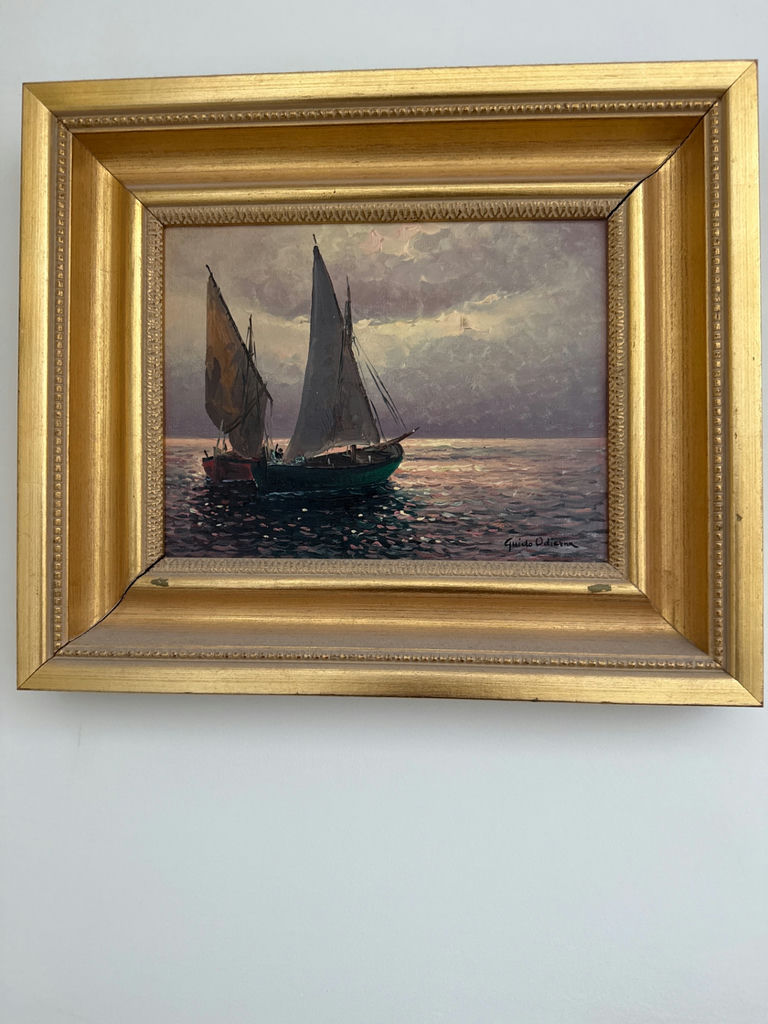 Sailboats Seascape in Gold Frame - image 2 of 4