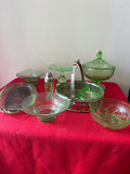 Fenton Green glass serving ware collection - thumbnail 1 of 6