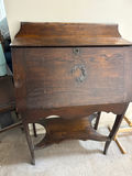 Antique wooden secretary desk with drop-front writing surface - thumbnail 1 of 5