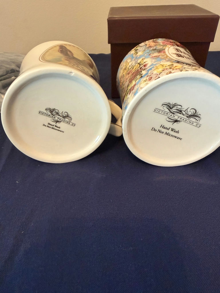 Two ceramic mugs: floral 'Happy Birthday' mug and rabbit portrait mug - image 3 of 3