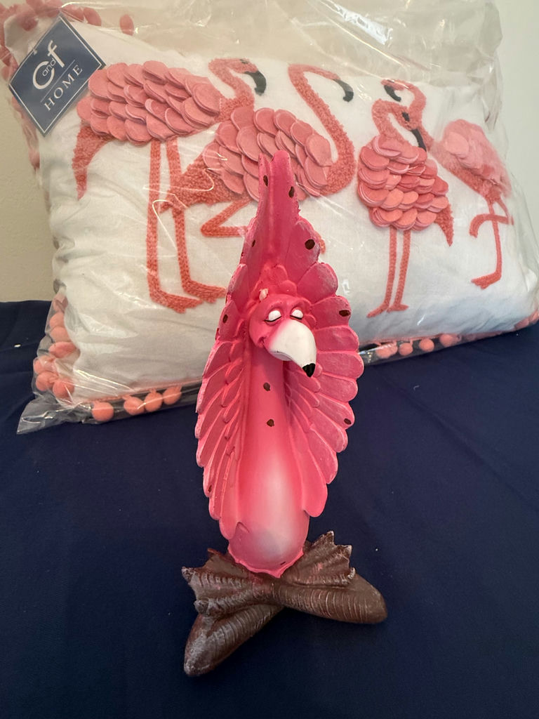 Pink Flamingo Decorative Pillow and Figurine - image 2 of 2