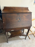 Antique wooden secretary desk with drop-front writing surface - thumbnail 2 of 5