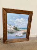 Coastal beach landscape painting in a wood frame - thumbnail 1 of 6