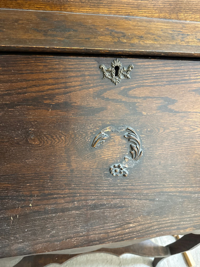 Antique wooden secretary desk with drop-front writing surface - image 3 of 5