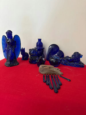 Cobalt Blue Glass Figurine Collection - Image 1 of 1