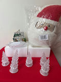 All new in boxes - Crystal glass Christmas trees and Santa Claus plush - thumbnail 1 of 2