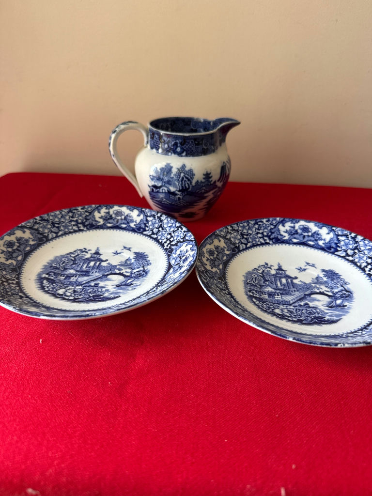 Blue and White Transferware Plates with Matching Pitcher - image 2 of 5