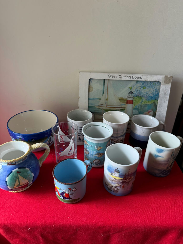 Nautical-themed ceramic mugs and glassware set - image 1 of 9