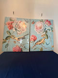 Two-Panel Floral Bird Canvas Diptych - thumbnail 1 of 3