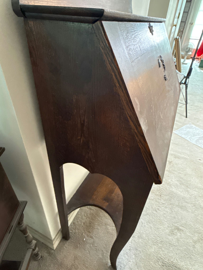 Antique wooden secretary desk with drop-front writing surface - image 5 of 5