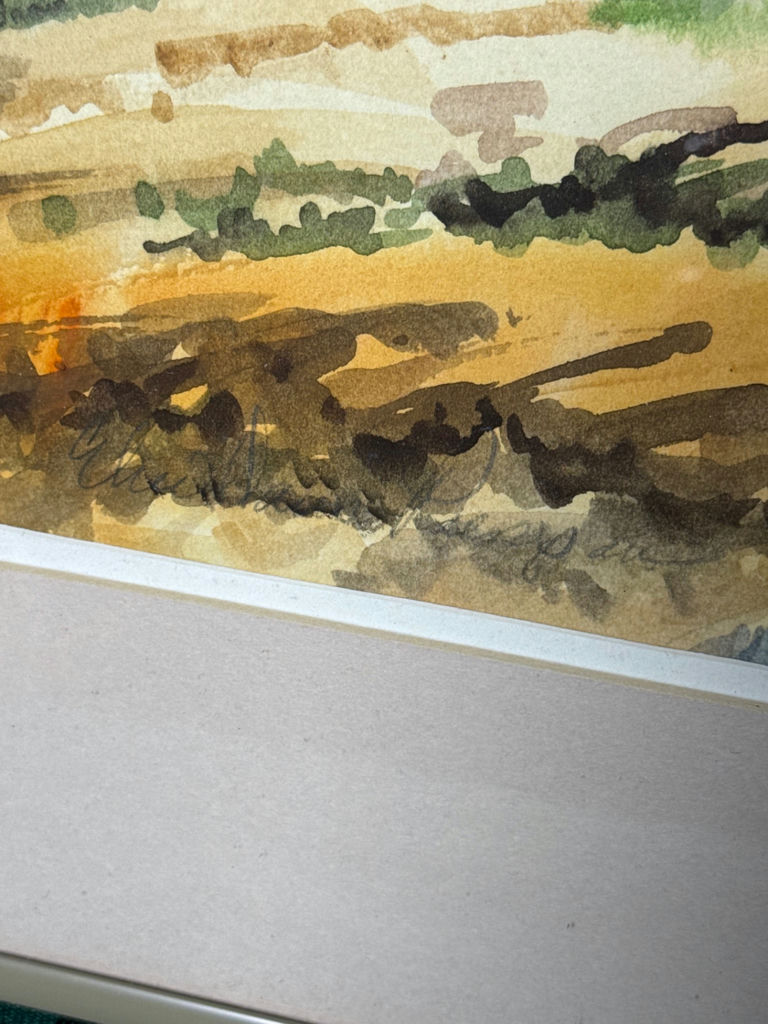 Framed watercolor landscape with farmhouse - image 4 of 7