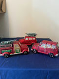 Red Vintage Christmas Car Ornaments with Mini Trees and Santa Figures - thumbnail 1 of 3
