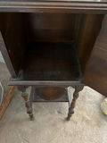 Antique dark wood end table with cabinet - thumbnail 4 of 4