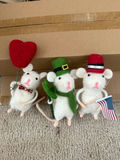 Set of felt mouse figurines with festive accessories - thumbnail 1 of 4