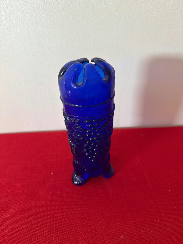 cobalt blue glass vase and hat pin holder - image 3 of 4