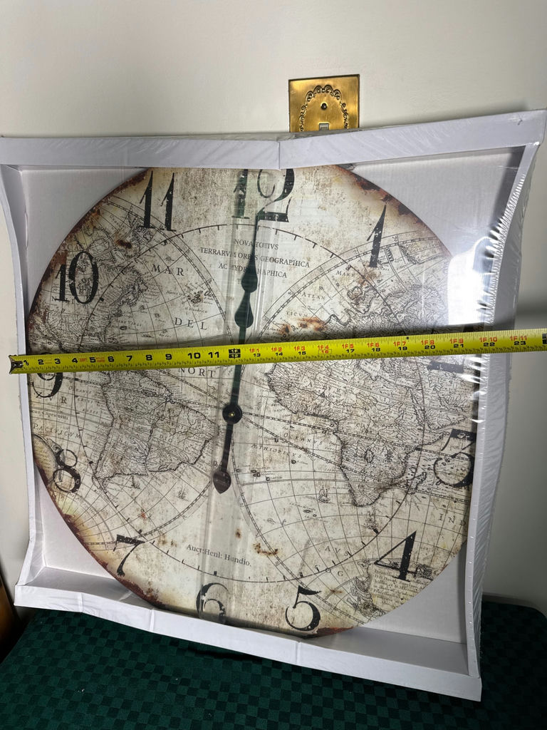 Round Vintage Map Wall Clock - image 4 of 4