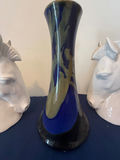 Pair of horse head ceramic busts with a tall glazed vase - thumbnail 4 of 5