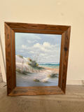 Coastal beach landscape painting in a wood frame - thumbnail 2 of 6