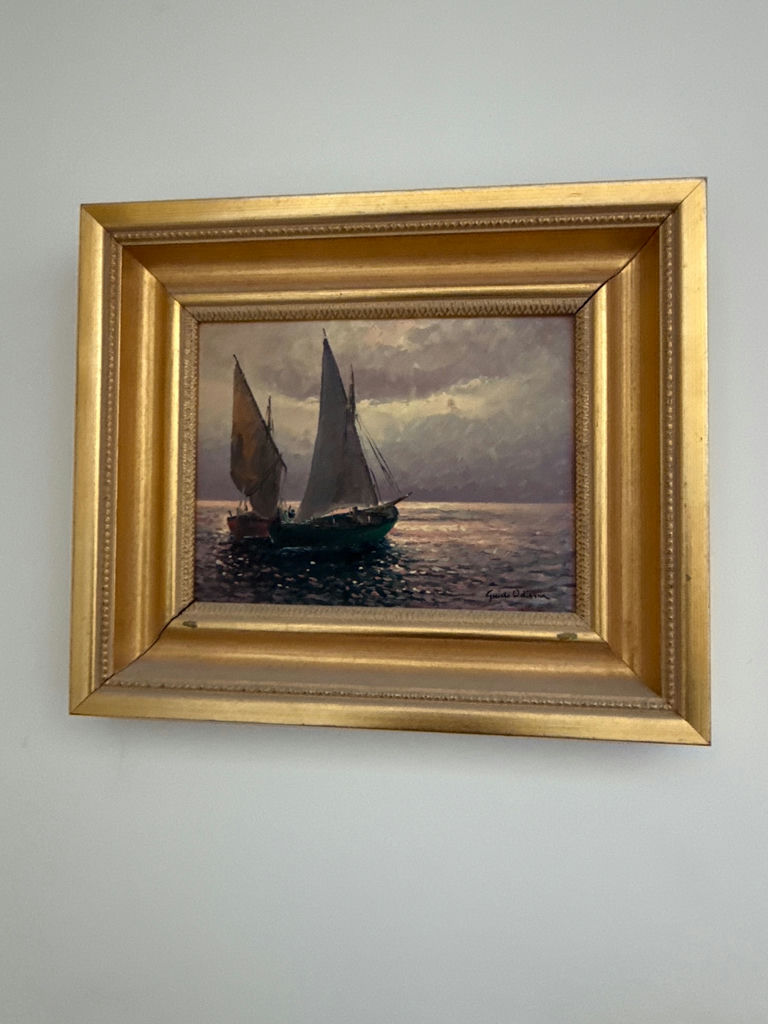 Sailboats Seascape in Gold Frame - image 1 of 4
