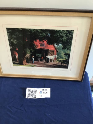 Framed Farm Scene Print 17.5x 13.5 - Image 1 of 2