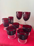 Cranberry Glassware Set: Stemmed Goblets and Stemmed Glasses - thumbnail 2 of 3