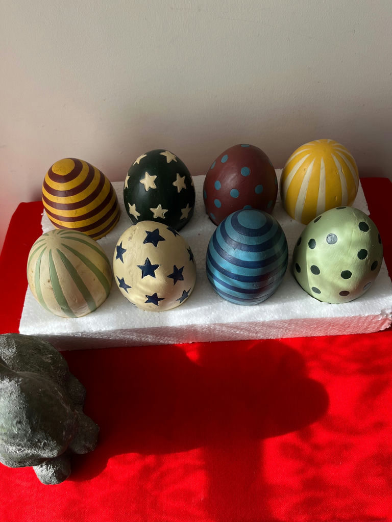 Decorative Easter eggs and rabbit figurine - image 1 of 2
