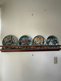 Bird-themed decorative ceramic plates with blue borders - thumbnail 1 of 7