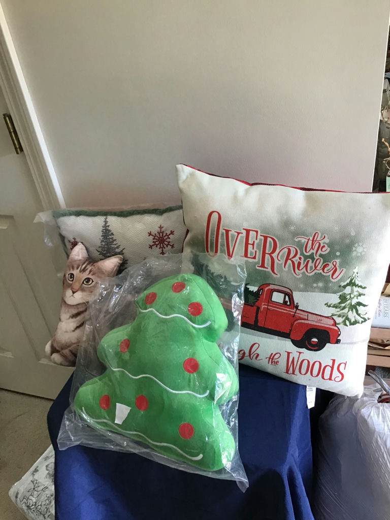 Christmas-themed decorative pillows and plush Christmas tree - image 1 of 1