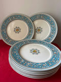 Set of Myott Medici Staffordshire dinner plates with teal border - thumbnail 1 of 3