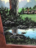 23.5x19.5 Framed landscape painting with cottage, barn, pond and dogs - thumbnail 2 of 2