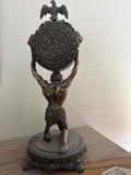 Atlas Titan Bronze clock held aloft by muscular statue - thumbnail 3 of 3