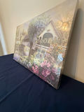 Pastoral landscape canvas print with bridge and flowers - thumbnail 2 of 3