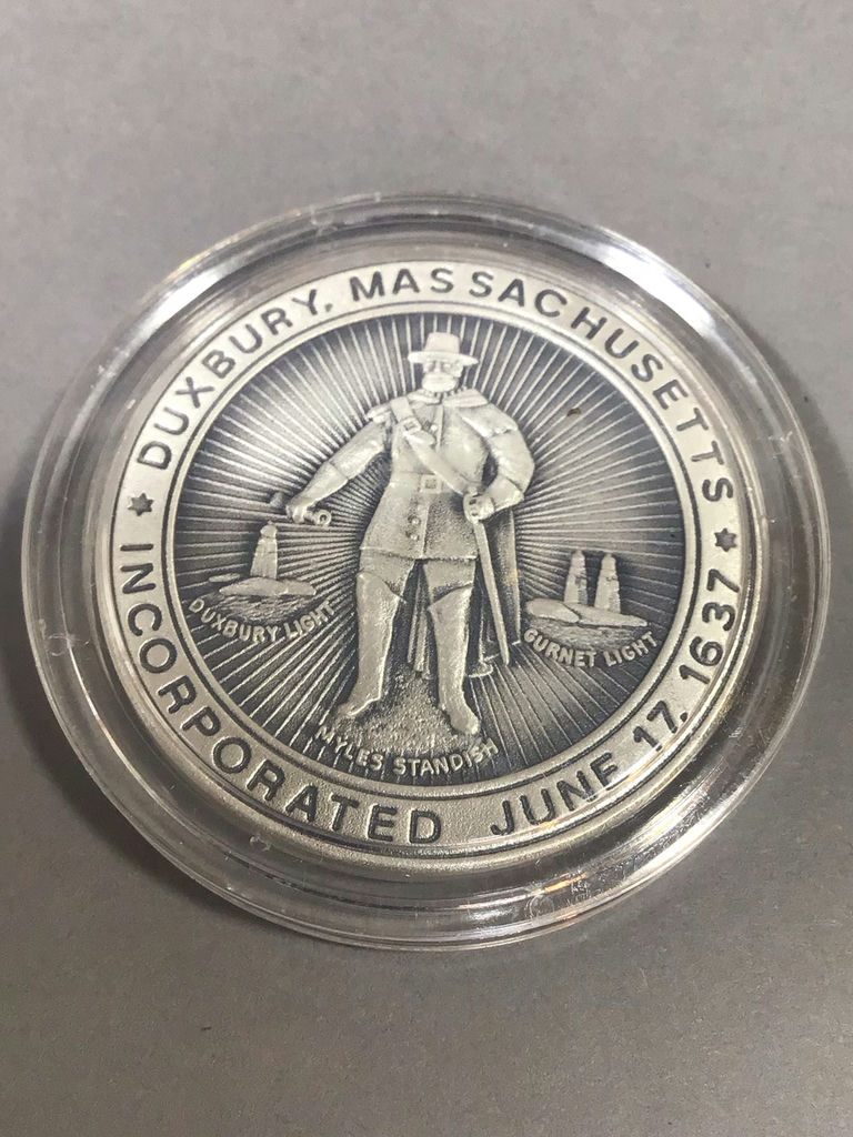 Duxbury MA 350th Anniversary Silver Coin (19+dwt) - image 2 of 6