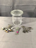 Silver Cocktail Picks & Antique Glass Jar (20+dwt) - thumbnail 1 of 17