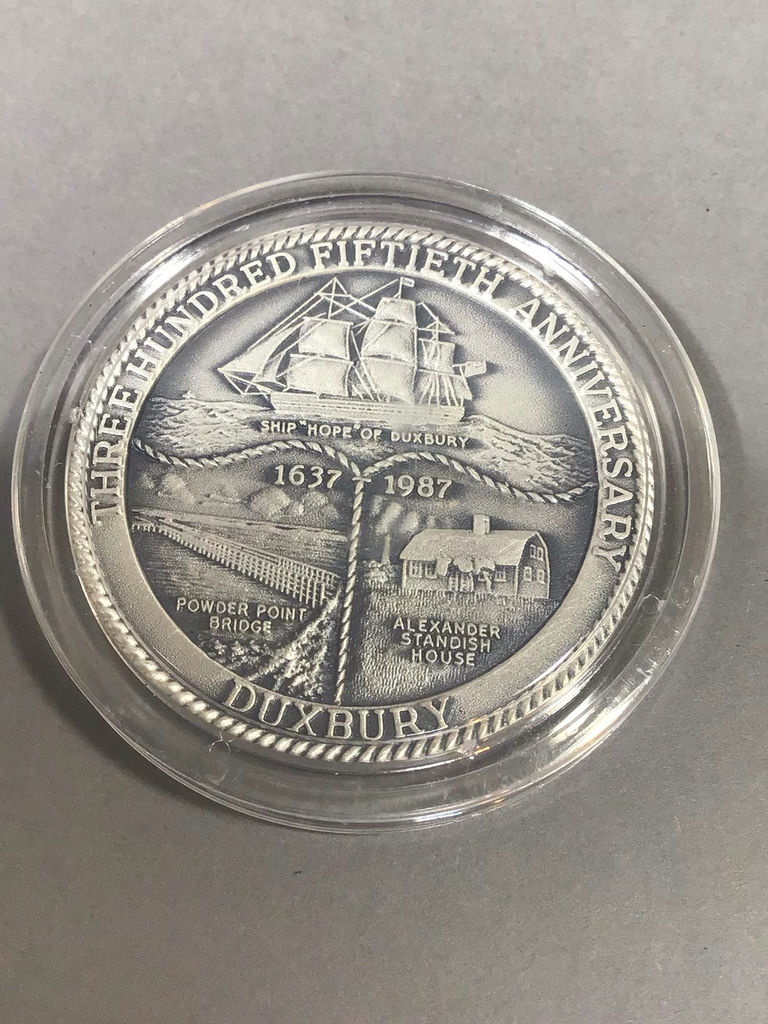 Duxbury MA 350th Anniversary Silver Coin (19+dwt) - image 3 of 6