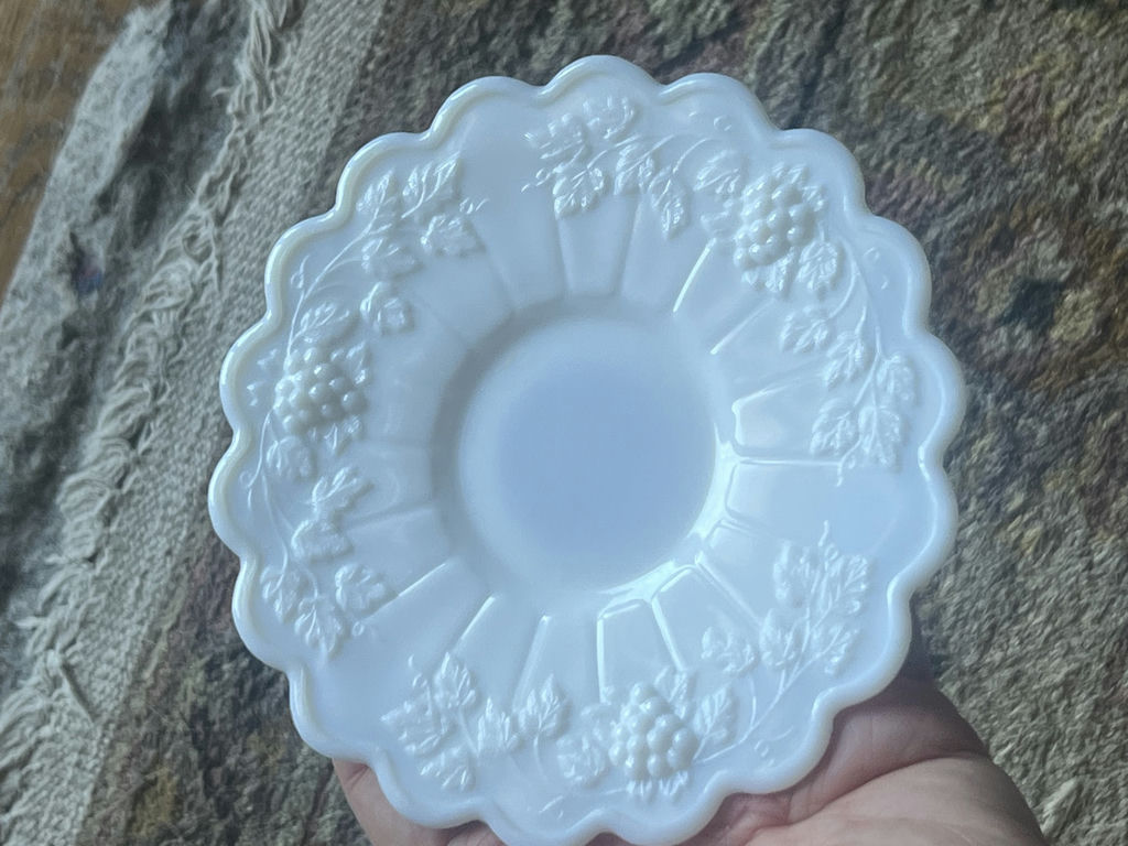 3 Pieces Westmoreland Grapevine Milk Glass Tea Cups Saucers - image 2 of 11