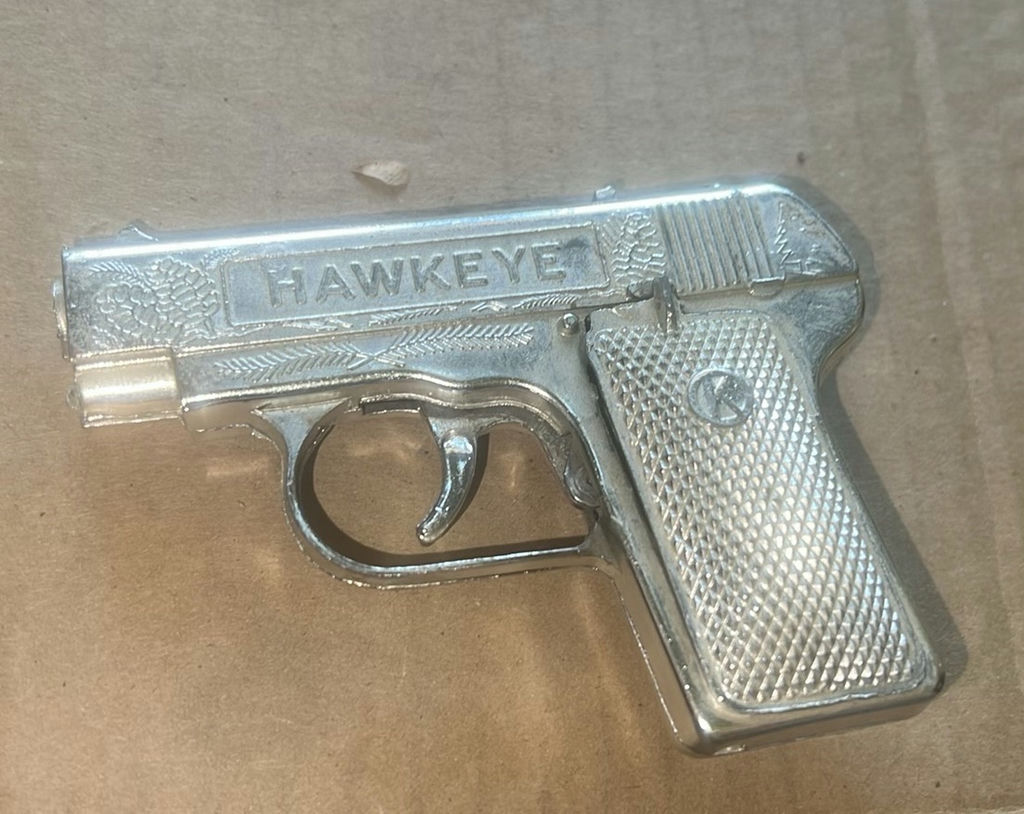 Hawkeye Chrome Cap Pistol & Fisher-Price 1979 Alien Figure - image 7 of 7