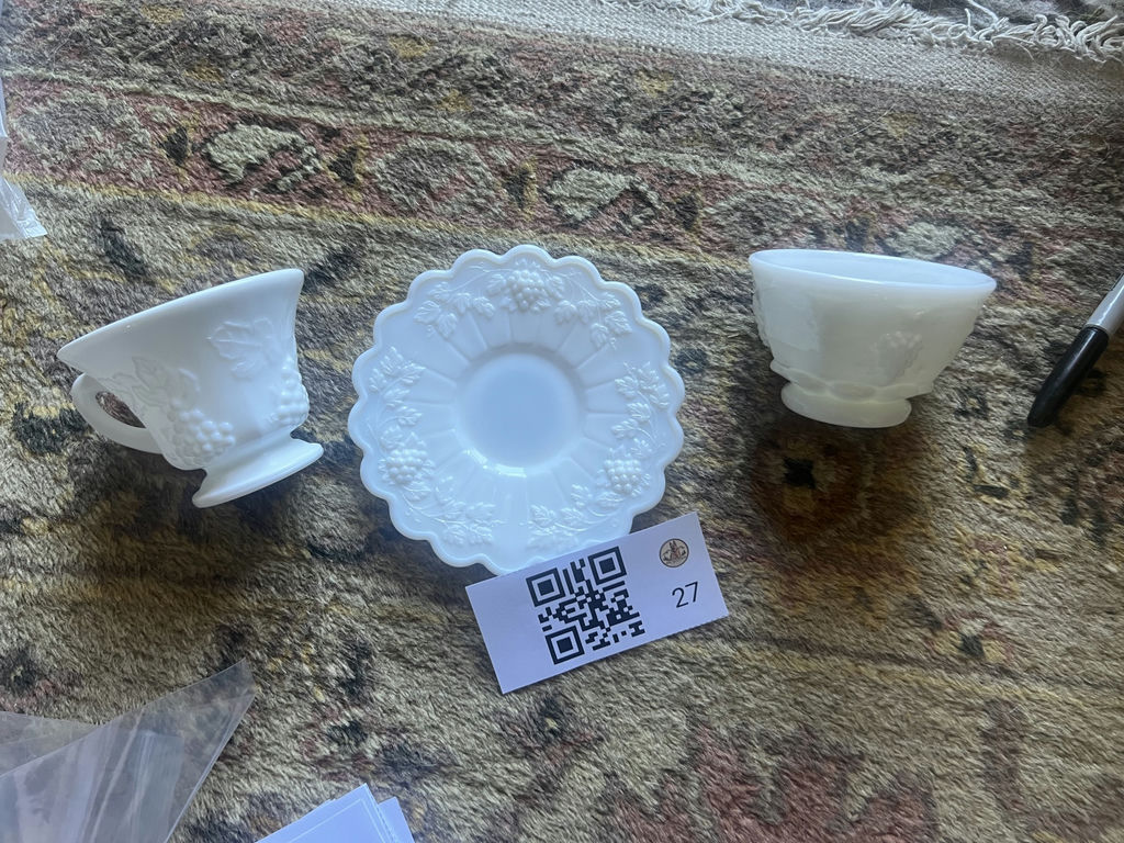 3 Pieces Westmoreland Grapevine Milk Glass Tea Cups Saucers - image 1 of 11