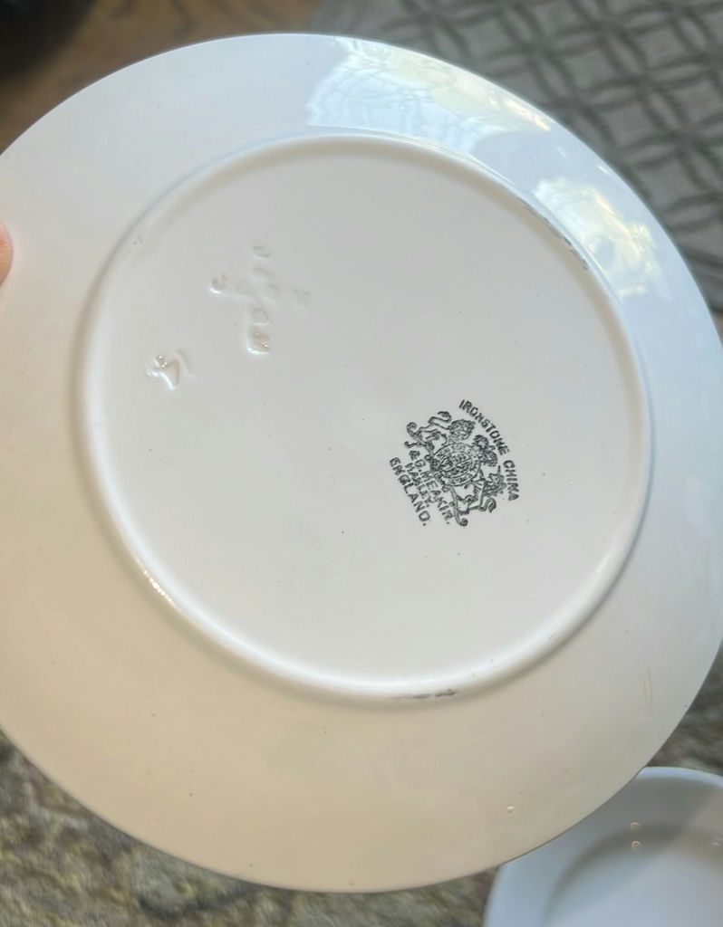 Two Antique White Iron Stone Salad Plates - image 4 of 6