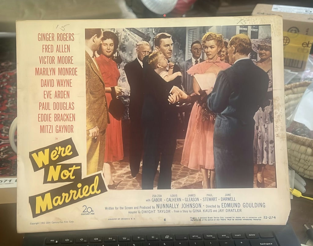 Marilyn Monroe 1952 Lobby Card “We’re Not Married” - image 1 of 5