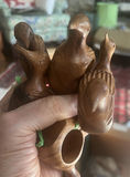 Set 6 Carved Wood Bird Mahogany Napkin Rings MCM - thumbnail 2 of 6