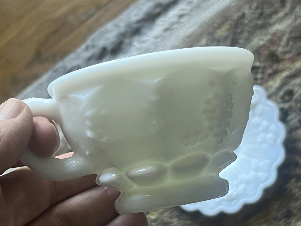 3 Pieces Westmoreland Grapevine Milk Glass Tea Cups Saucers - image 6 of 11