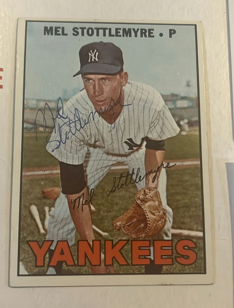 Mel Stottlemyre 1967 Yankees Autographed Topps Baseball Card With Coa - image 2 of 4